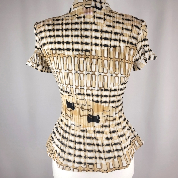 SUNNY LEIGH Women’s Short Sleeve Blouse with Tie and Peplum Bottom - Picture 2 of 8